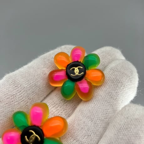 CHANEL (シャネル) ヴィンテージ ココマーク フラワー マルチカラー イヤリング
