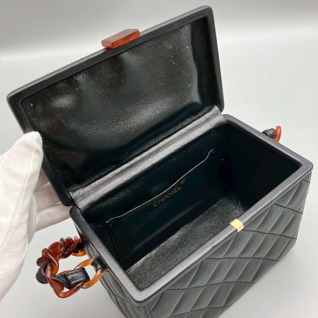 CHANEL (シャネル) ヴィンテージ べっ甲 ココマーク ラムスキン ハンドバッグ バニティ