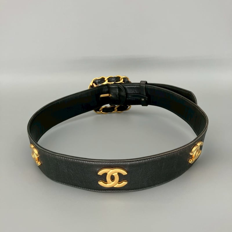 シャネル ココマーク ヴィンテージベルト キャビアスキン ブラック CHANEL (シャネル) ヴィンテージ ココマーク ベルト | Cattleya Vintage