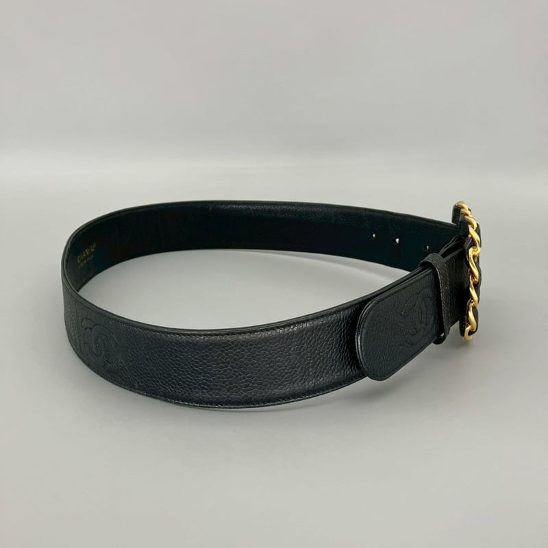 シャネル ココマーク ヴィンテージベルト キャビアスキン ブラック CHANEL (シャネル) ヴィンテージ キャビアスキン ココマーク ベルト