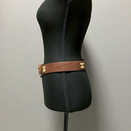 CHANEL (シャネル) ヴィンテージ ラムスキン ココマーク ロゴ ベルト