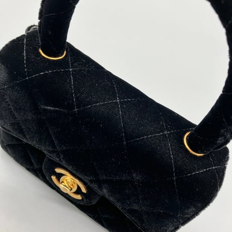 CHANEL (シャネル) ヴィンテージ 親子バッグ マトラッセ ベロア ベルベット ターンロック ミニハンドバッグ