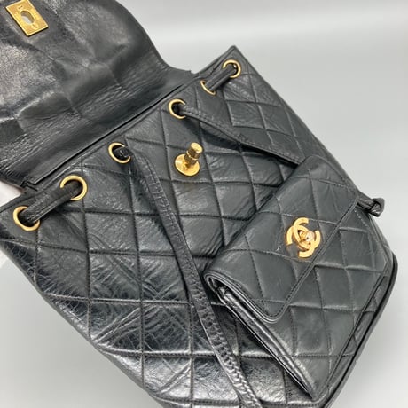 CHANEL (シャネル) ヴィンテージ マトラッセ ラムスキン ターンロック リュックサック バックパック