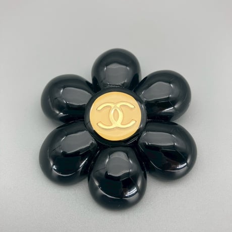 CHANEL (シャネル) ヴィンテージ カメリア ココマーク ブラック ブローチ