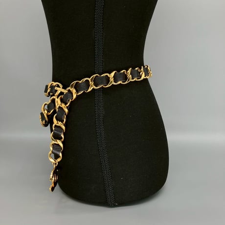 CHANEL (シャネル) ヴィンテージ デカココ ココマーク レザー チェーンベルト