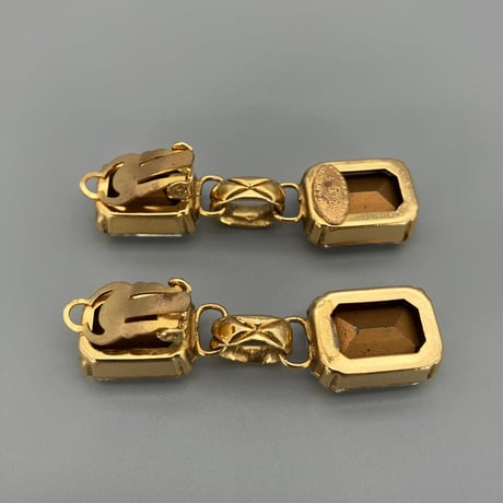 CHANEL (シャネル) ヴィンテージ ラインストーン マトラッセ スイング イヤリング
