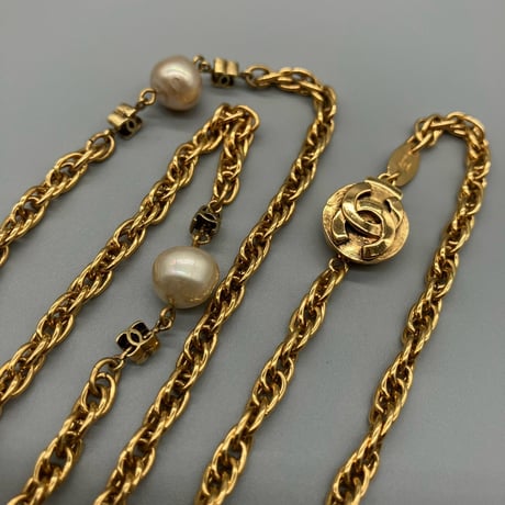 CHANEL (シャネル) ヴィンテージ ココマーク パール イヤリング ネックレス 3点セット