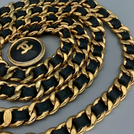 CHANEL (シャネル) ヴィンテージ ココマーク レザー チェーンベルト