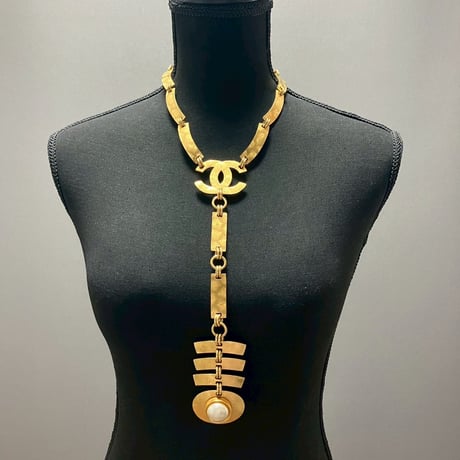 CHANEL (シャネル) ヴィンテージ デカココ ココマーク パール ネックレス