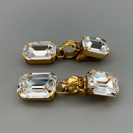 CHANEL (シャネル) ヴィンテージ マトラッセ ラインストーン スイング イヤリング