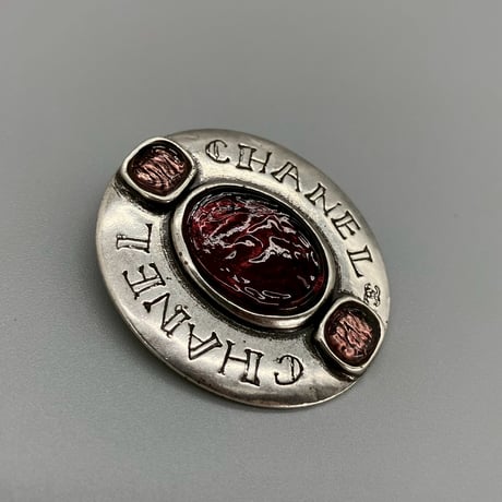 CHANEL (シャネル) ヴィンテージ 31 RUE CAMBON PARIS ココマーク カラーストーン グリポア ブローチ