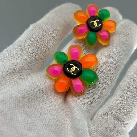 CHANEL (シャネル) ヴィンテージ ココマーク フラワー マルチカラー イヤリング