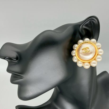 CHANEL (シャネル) ヴィンテージ ココマーク パール ラウンド イヤリング