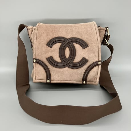 CHANEL (シャネル) ヴィンテージ デカココ ココマーク ムートン ショルダーバッグ