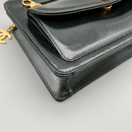 CHANEL (シャネル) ヴィンテージ ターンロック ココマーク レザー クラッチバッグ ハンドバッグ