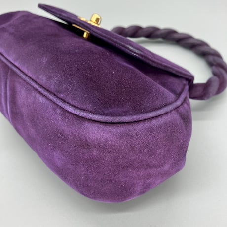 CHANEL (シャネル) ヴィンテージ スエード ツイスト ターンロック ココマーク ハンドバッグ