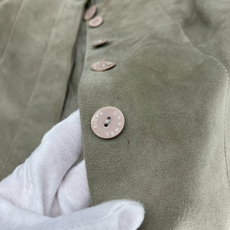 CHANEL (シャネル) ヴィンテージ レザー ロゴボタン ジャケット