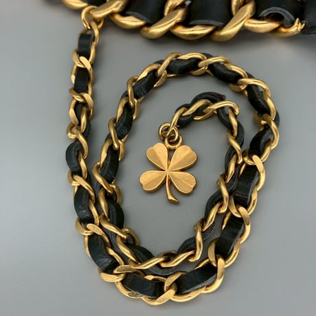 CHANEL (シャネル) ヴィンテージ クローバー ロゴ レザー チェーン ベルト