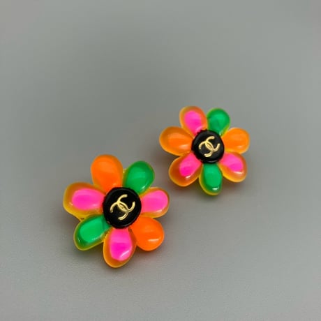CHANEL (シャネル) ヴィンテージ ココマーク フラワー マルチカラー イヤリング