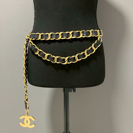 CHANEL (シャネル) ヴィンテージ デカココ ココマーク レザー チェーンベルト