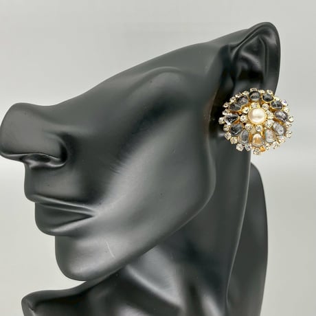 CHANEL (シャネル) ヴィンテージ グリポア カラーストーン ラインストーン パール イヤリング