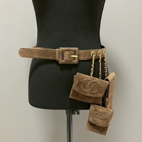 CHANEL (シャネル) ヴィンテージ スエード マルチポーチ ココマーク ベルト