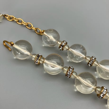CHANEL (シャネル) ヴィンテージ ラインストーン ボール クリア ネックレス