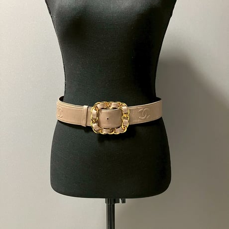 CHANEL (シャネル) ヴィンテージ ラムスキン ココマーク ロゴ ベルト