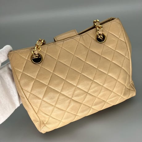 CHANEL (シャネル) ヴィンテージ マトラッセ ココマーク プッシュロック ベージュ ミニショルダーバッグ