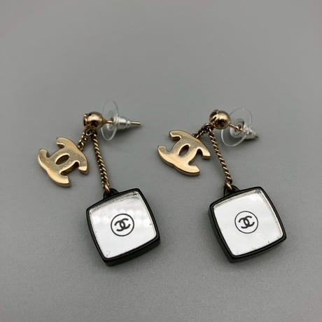 CHANEL (シャネル) ヴィンテージ ココマーク ラインストーン ミラー ピアス
