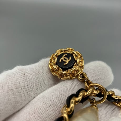 CHANEL (シャネル) ヴィンテージ ココマーク パール ラウンド スイング イヤリング