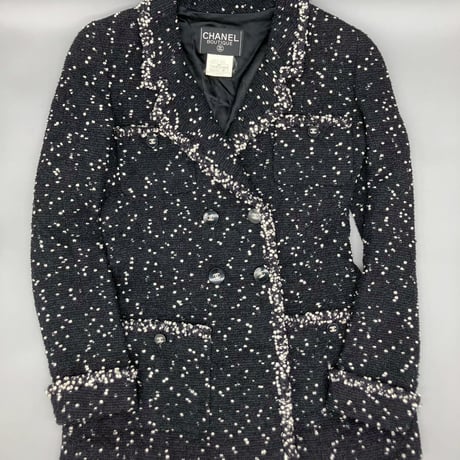 CHANEL (シャネル) ヴィンテージ ツイード 粉雪 ココボタン ジャケット