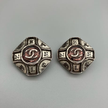 CHANEL (シャネル) ヴィンテージ カラーストーン グリポア ココマーク イヤリング