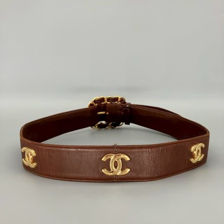 CHANEL (シャネル) ヴィンテージ ラムスキン ココマーク ロゴ ベルト