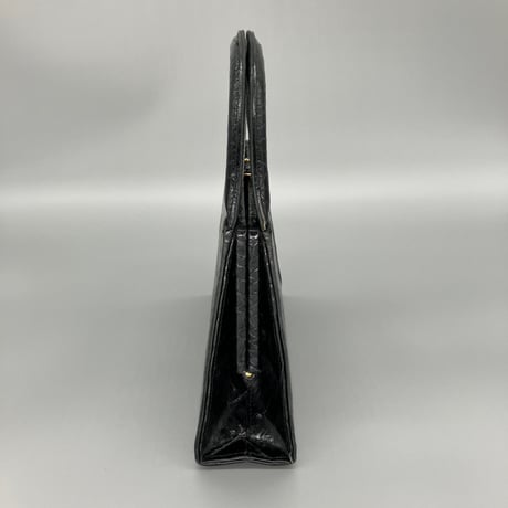 CHANEL (シャネル) ヴィンテージ クロコ がま口 ココマーク ハンドバッグ