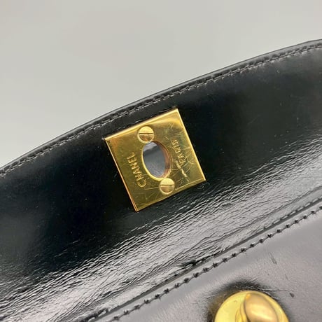 CHANEL (シャネル) ヴィンテージ ターンロック ココマーク レザー クラッチバッグ ハンドバッグ