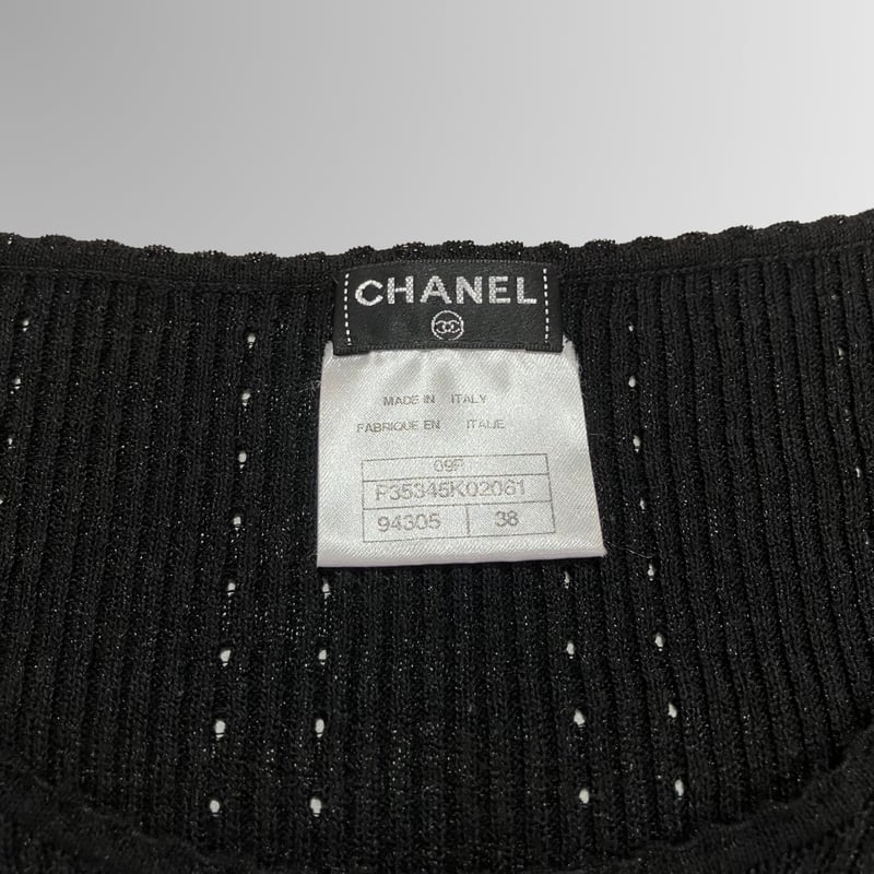 極美品　シャネル　CHANEL ツイード　トップス　半袖　カシミヤM ココマーク 極美品シャネルCHANEL ツイードトップス半袖カシミヤM ココマーク