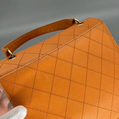 CHANEL (シャネル) ヴィンテージ マトラッセ キャビアスキン ターンロック ココマーク ハンドバッグ