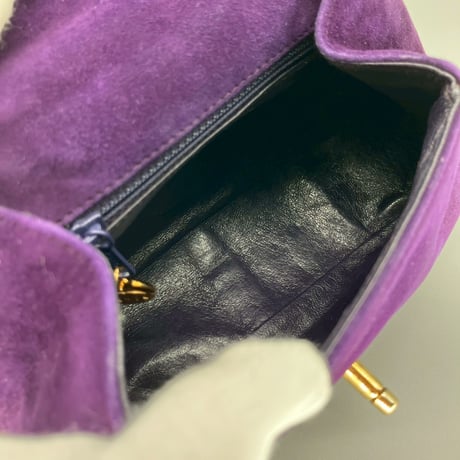 CHANEL (シャネル) ヴィンテージ スエード ツイスト ターンロック ココマーク ハンドバッグ