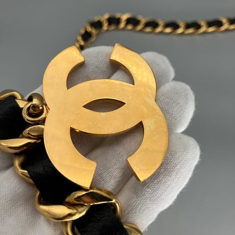 CHANEL (シャネル) ヴィンテージ デカココ ココマーク レザー チェーンベルト