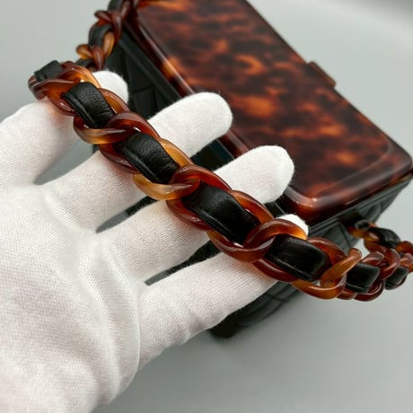 CHANEL (シャネル) ヴィンテージ べっ甲 ココマーク ラムスキン ハンドバッグ バニティ