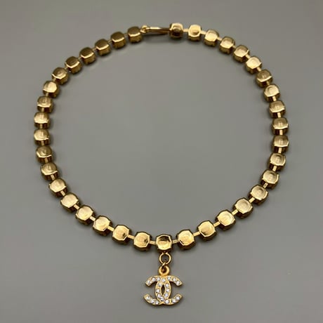 CHANEL (シャネル) ヴィンテージ ラインストーン ココマーク ネックレス