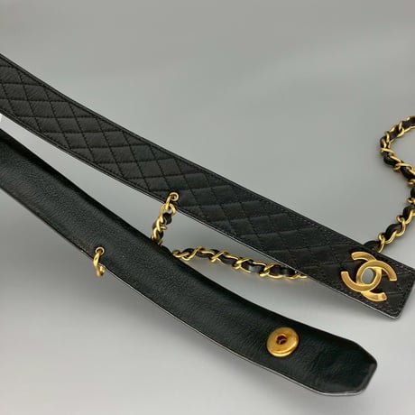 CHANEL (シャネル) ヴィンテージ マトラッセ ココマーク ターンロック チェーン ベルト