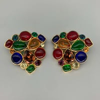 CHANEL (シャネル) ヴィンテージ カラーストーン グリポア ラインストーン イヤリング