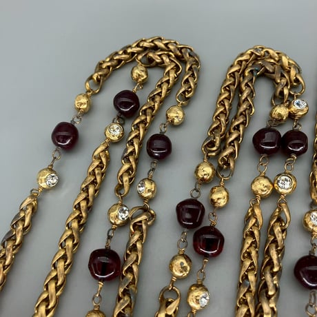 CHANEL (シャネル) ヴィンテージ カラーストーン グリポア ラインストーン ロングネックレス
