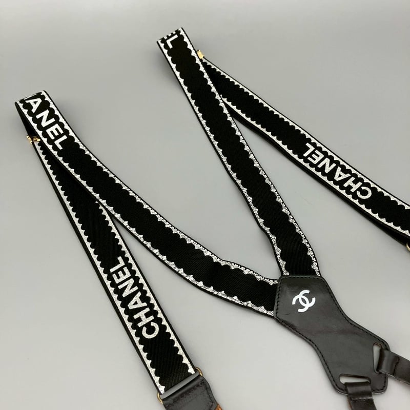 シャネル ロゴ　ココマーク　ユニセックス サスペンダー ブラック キャンバス シャネル ロゴ ココマーク ユニセックス サスペンダー ブラック