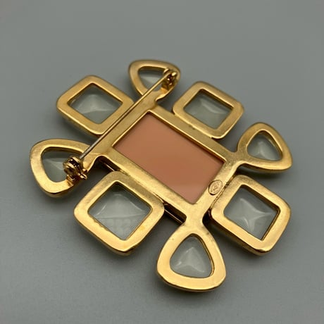 CHANEL (シャネル) ヴィンテージ カラーストーン グリポア クリア ココマーク ブローチ