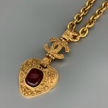 CHANEL (シャネル) ヴィンテージ グリポア カラーストーン ココマーク ネックレス