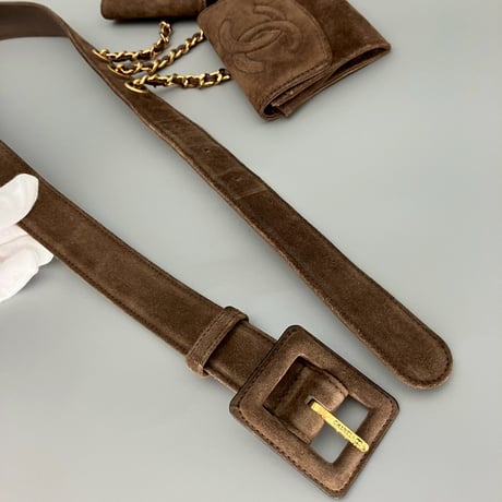 CHANEL (シャネル) ヴィンテージ スエード マルチポーチ ココマーク ベルト
