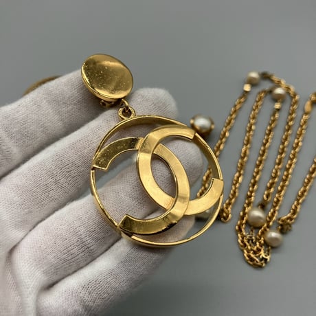 CHANEL (シャネル) ヴィンテージ ココマーク パール イヤリング ネックレス 3点セット